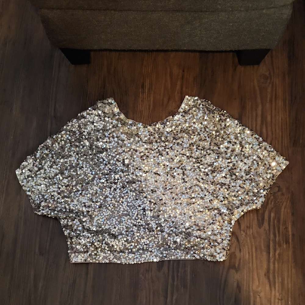 NEW Vince Silver Sequin Top From Holt Renfrew size Medium